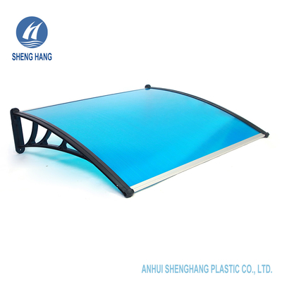 Blue Poly Carbonate Awning Wind Protection PC Canopy Tahan Cuaca Tahan Api