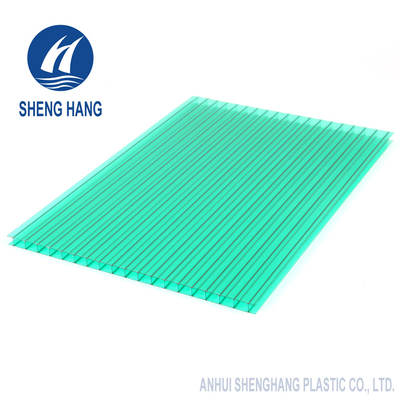 Green Colorful Twin Wall Poly Carbonate PC Hollow Sheets Untuk Dekorasi