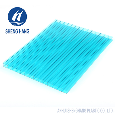 8mm Polycarbonate Hollow Sheet Perlindungan UV Dinding Kembar