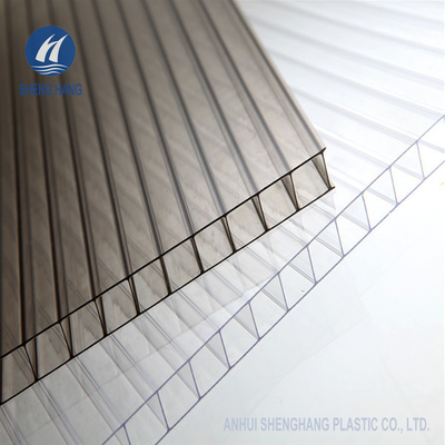 8mm Polycarbonate Hollow Sheet Perlindungan UV Dinding Kembar