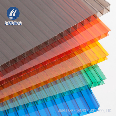 Kuning Abu-abu 10mm Twin Wall Polycarbonate Panels Untuk Rumah Kaca Tahan Cuaca