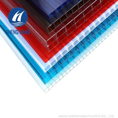 Kuning Abu-abu 10mm Twin Wall Polycarbonate Panels Untuk Rumah Kaca Tahan Cuaca