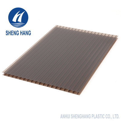 UL94 V0 6mm 10mm Bronze Twinwall Polycarbonate Sheet Berwarna