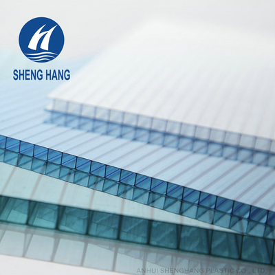 Atap Bangunan PC Hollow Twin Wall Polycarbonate Sheet Anti Gores Tahan Lama 80um