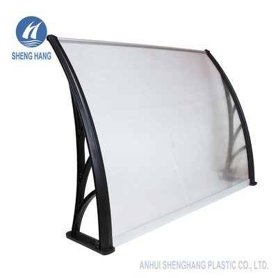 Modern Black Solid Curved Polycarbonate Door Canopy Aluminium Alloy