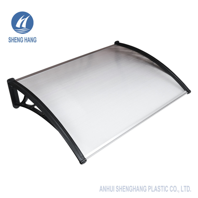 Modern Black Solid Curved Polycarbonate Door Canopy Aluminium Alloy