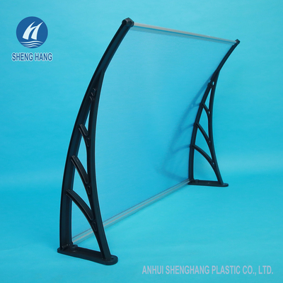 Modern Black Solid Curved Polycarbonate Door Canopy Aluminium Alloy