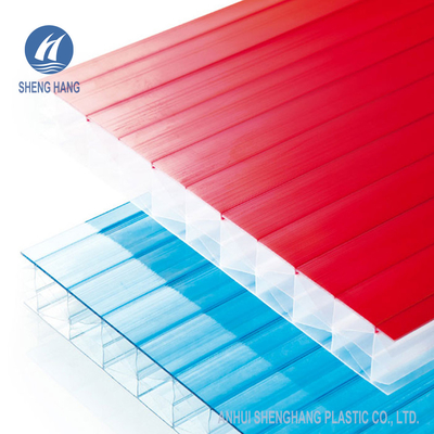 Blue Multiwall Polycarbonate Sheet Roof Panel Coextrusion 16mm Five Wall Anti UV
